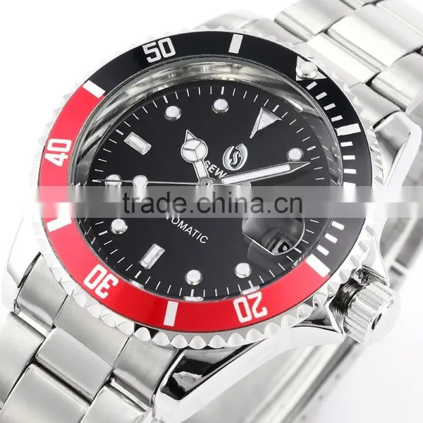 Luxury Red Stainless Steel Auto Date Automatic Mechanical Analog Watch photo-2