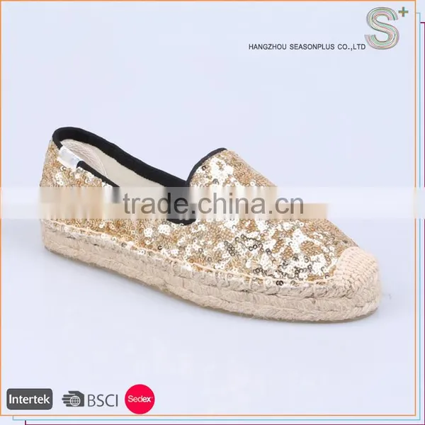 Customized sequin espadrilles loafer women shoes