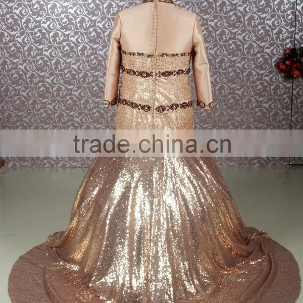 RSE689 Long Sleeves Bronze Indian Beaded Dresses For Muslim Mother Of The Bride photo-2