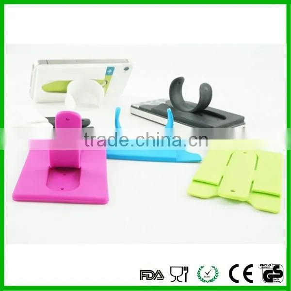 Smart Phone Wallet Sticky Silicone Mobile Card Holder With Slap Stand photo-3