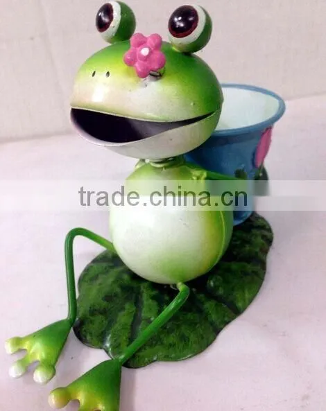 Garden Decoration Sitting Frog Metal Frog Garden Art Metal Garden Decoration Gerden Decor Stakes Metal Frog With Frlower Pot photo-3