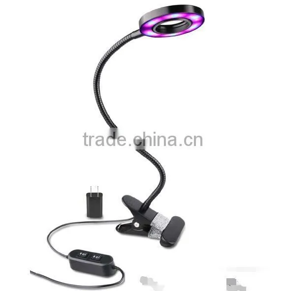 Led Grow Light for Indoor Plants 10W Adjustable 6 Level Dimmable Clip Desk Lamp With 360 Degree Flexible Gooseneck