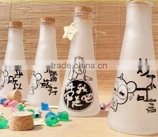 250ml Frosted Glass Bottle Frosted Juice Glass Bottle Frosted Milk Glass Bottle With Cork Lid photo-6