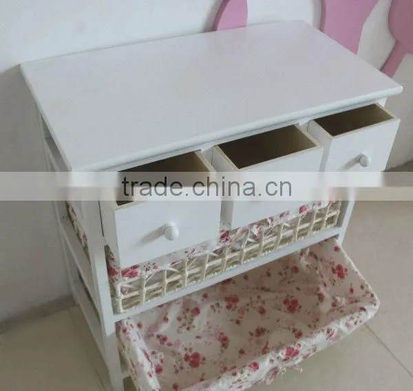 Wooden Home Furniture / Wood Storage Cabinets With Woven Baskets photo-4