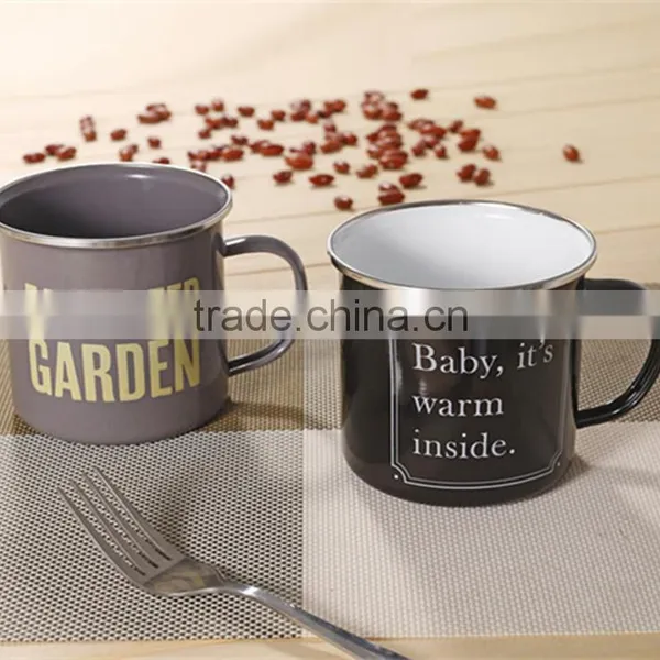 Custom Printed Different Size 8*8 cm 350ml-450ml Enamel Mug/Enamel Cup/Coffee Mug photo-2