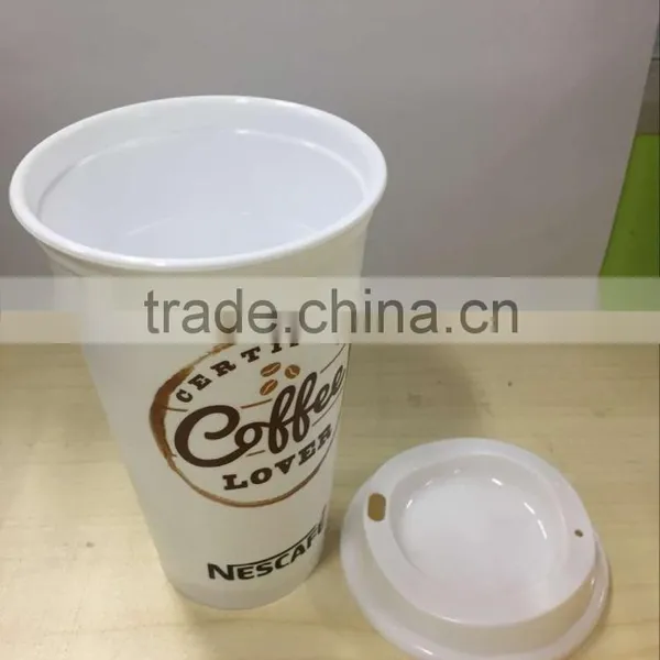 Hot and Cold Plastic Travel Coffee Cup With Lid and Silicone Band photo-6