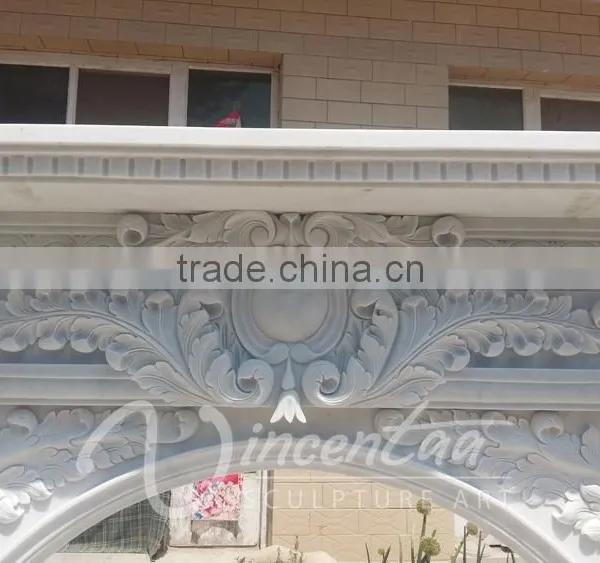 China Supplier Home Decor Marble Stone Lion Head Fireplace Mantel photo-5