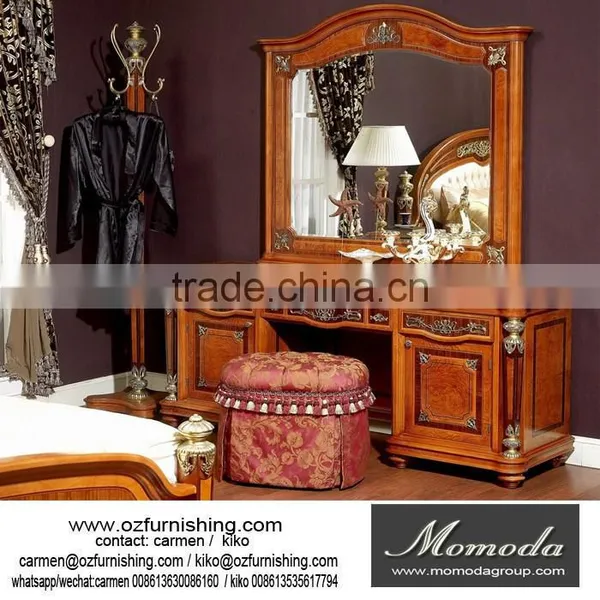 YB29 Luxury French Antique Reproduction Mahogany Console Table/ European Palace Fancy Side Table With Brass Goddess Decoration photo-4