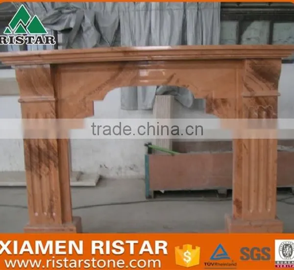 For sale yellow wooden vein marble fireplace surround mantel RST-FP-K034