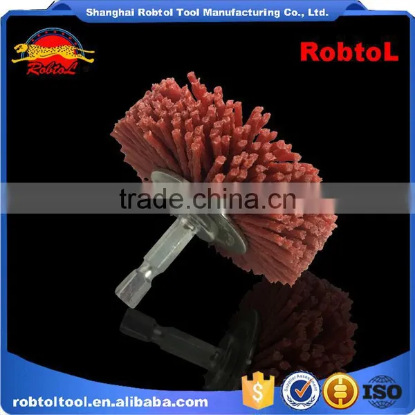 75mm Circular Abrasive Hex Shank Nylon Filament Wheel Shaft Mounted Spindle Deburring Rust Crimped Twist Knot Bowl Non Spark photo-5