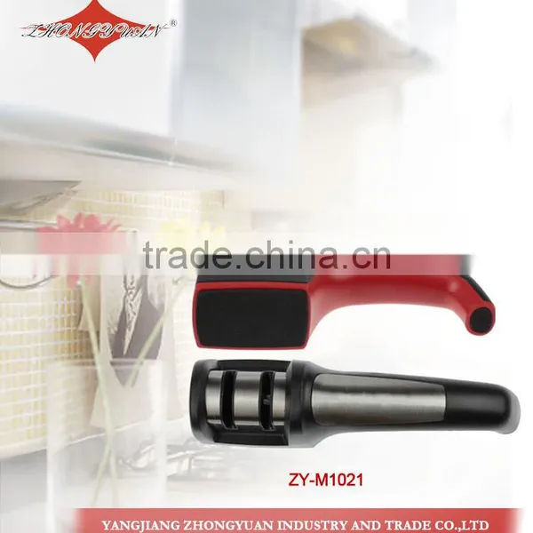 Two sharpening modes knife sharpener with long safety ABS handle