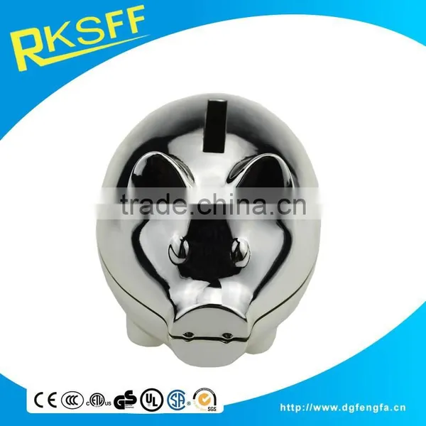Zinc Alloy Silver Pig Coin Bank