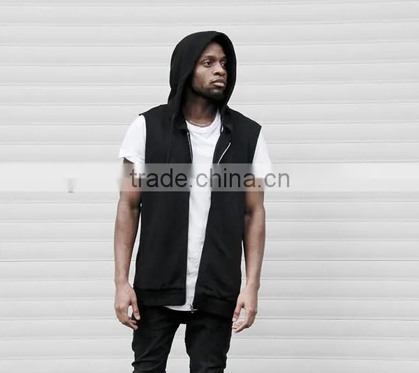 New Men Thin Hip Hop Sleeveless Vest Hoodie Men Outdwear Sports Hooded Vest With Zipper Casual Vest Coat photo-3