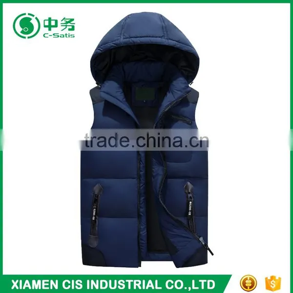 New Product Comfortable Warm Outwear Mens Winter Duck Down Vest With Hood photo-3