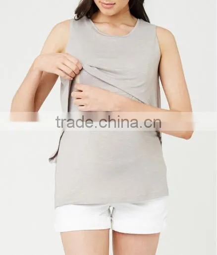 Sleeveless Maternity Clothes Tank Tops Breastfeeding Clothing photo-3