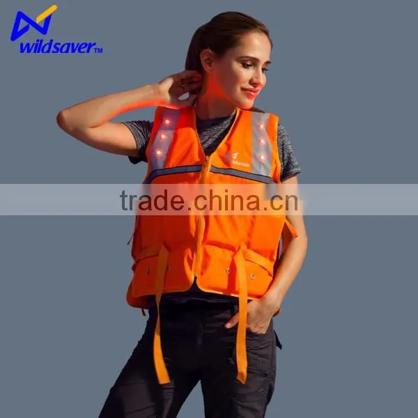 LED Flashing Orange Pool Boating Swimming Surfing Adult Life Vest photo-6
