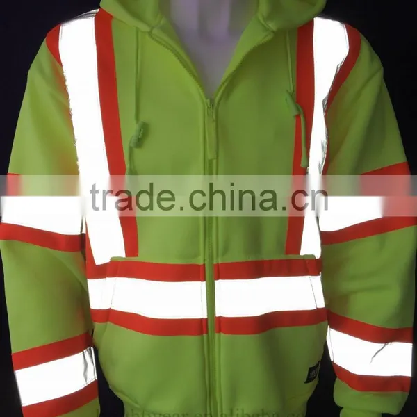 Polyester Inner Brush Fleece hi Vis Jacket Safety Sweatshirt Meet ANSI photo-4