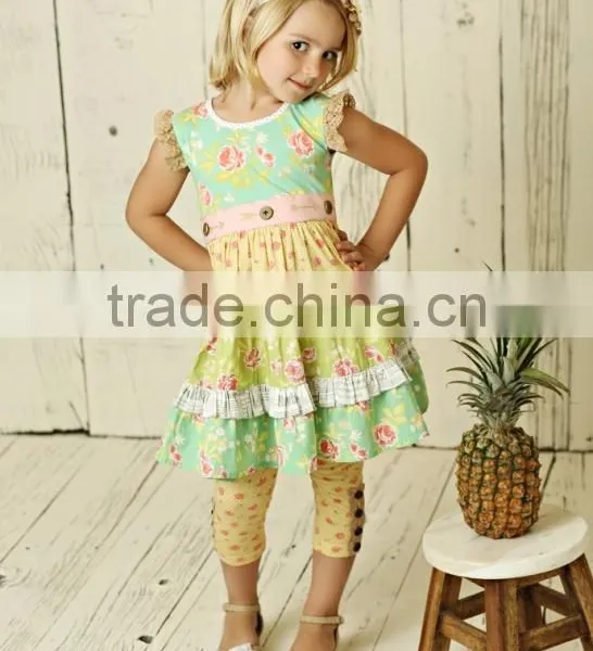 Hot Sale Summer 2pc Children Clothes Flutter Sleeve Knit Cotton Outfit Baby Girl Clothing photo-6