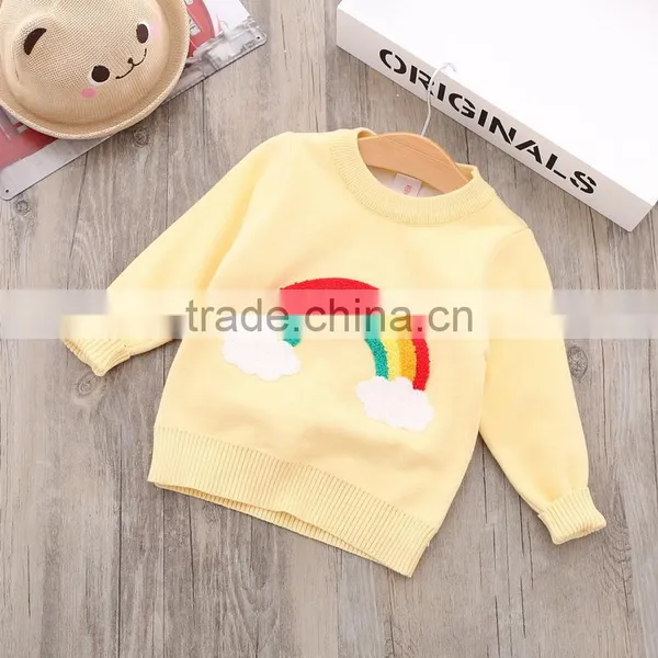 Pink Yellow Gray Color Wool Sweater Designs for Baby Girls