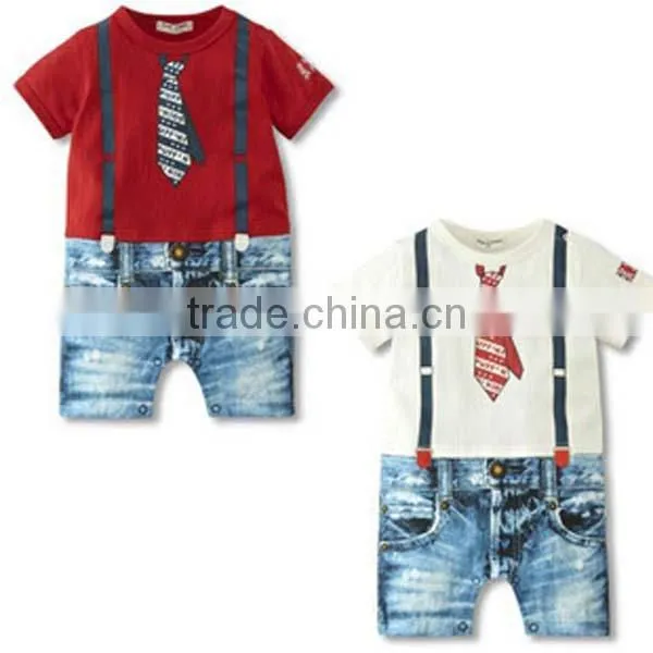 2016 Summer Short Sleeve Pure Cotton Baby Romper With Necktie photo-2