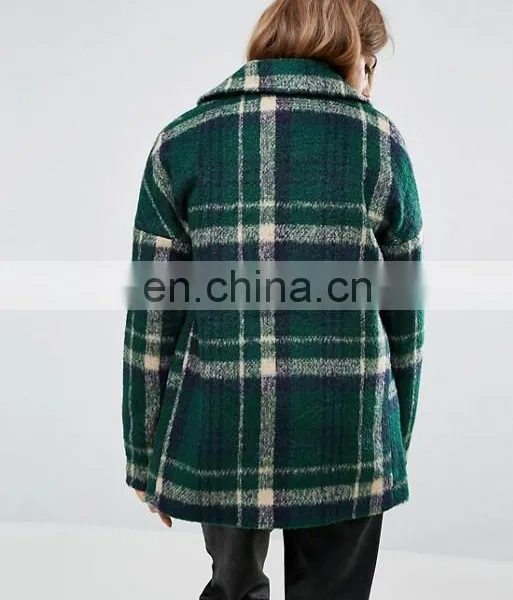 2017 New Design Hot Sale Woman's Oversized Check Coat photo-3