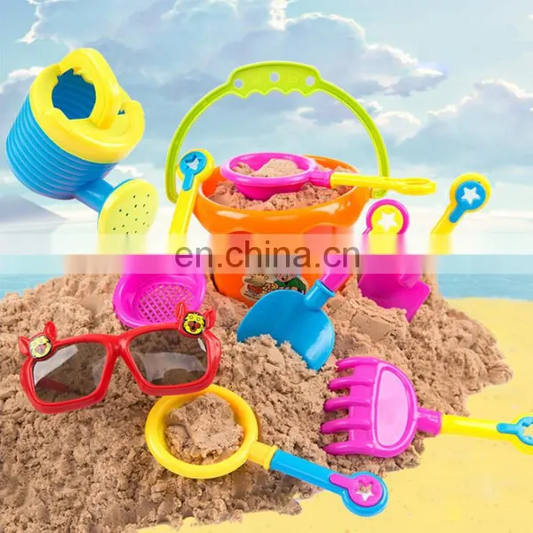 9 Pcs Beach Bucket Rake,Shovel and Moulds Toys Playset for Kids in Reusable Mesh Bag Children Beach Sand Pit Fun Toys Set