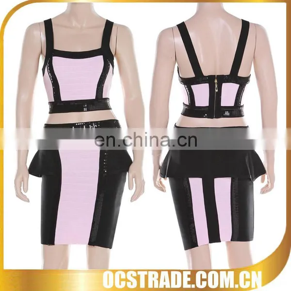 2014 2 Piece Tight Bandage Babydoll Cocktail Dress Plus Size