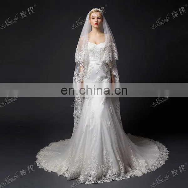 Stunning Lace Appliqued Two Straps Sheer Open Back Chapel Train Lace Mermaid Wedding Dresses 2015 photo-2