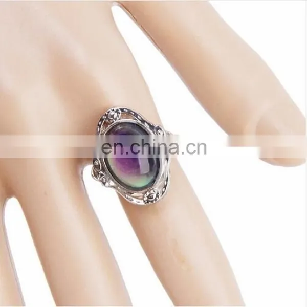 Ally Express Cheap Wholesale Antique Silver Changing Color Mood Stone Ring photo-2