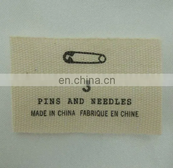 100% Cotton Brand End Fold Silk Screen Printed Label for Clothing