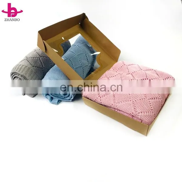 Cable Knit Newborn Baby Blanket Wholesale Kids Cashmere Knitted Blanket photo-3