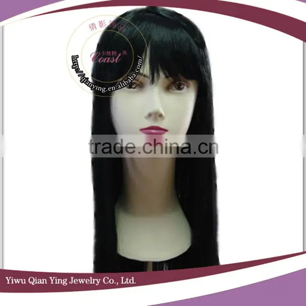 Cheap Orange Color Straight Synthetic Hair Party Wigs With Neat Bang photo-5