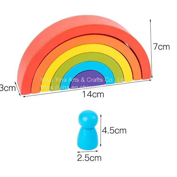Wooden Rainbow STEM Montessori Toys Sorting Stacking Games Puzzles Kids Educational Kit Wooden Rainbow Tower Stacker Building Blocks photo-2
