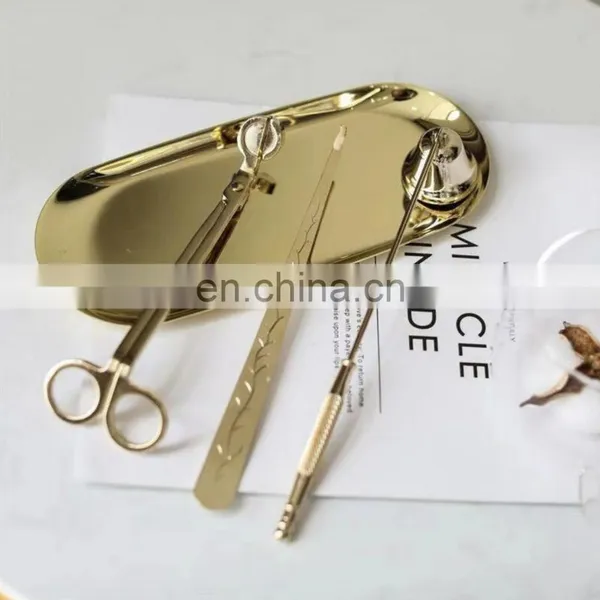 Hot Sale Wholesale Metal Brass Stainless Steel Gold Black Rose Gold Set Accessories Wick Trimmer Candle Snuffer photo-5