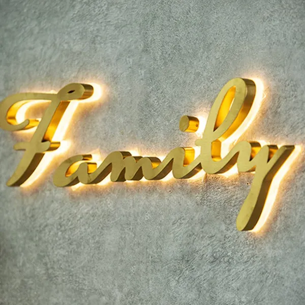 Led Channel Letters 3D Metal Sign Luminous Light Signage Gold Metal Stainless Steel Letter Sign