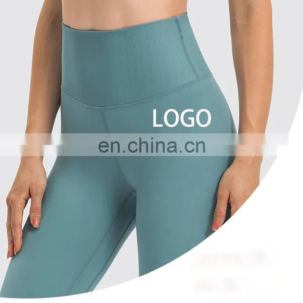 Tiktok Wholesale New Design Ribbed High Waist Yoga Leggings Fitness Gym Sportswear Training Outdoor Yoga Pants For Women