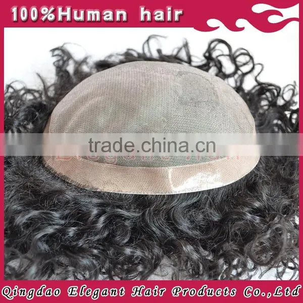Qingdao Hairpiece Factory Indian Remy Hair pu Skin Around the Perimeter Toupee photo-3