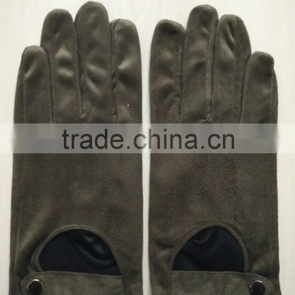 Faux Suede Leather Gloves Grey Suede Driving Leather Gloves Women