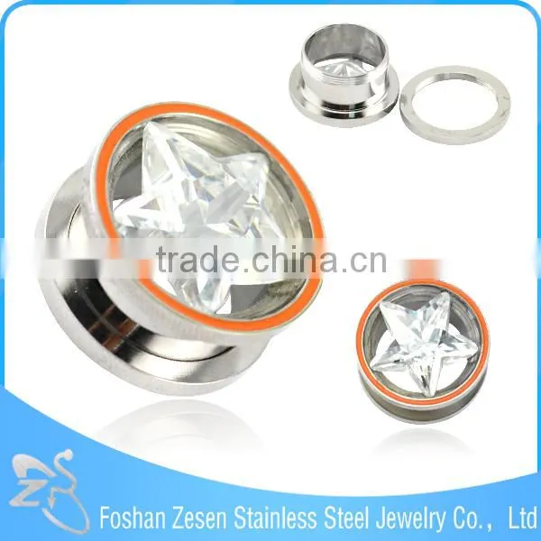 316L Big Star Zircon Body Jewelry Making Supplies Ear Plugs Tunnel photo-4