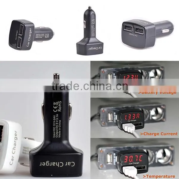 Car Volt Monitor Protable Dual USB Car Charger photo-5