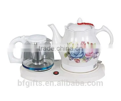 Enamel Kettle Set/ Ceramic LED Electric Kettle/ White High Quality Teapot Set/ 2015 New Design photo-5