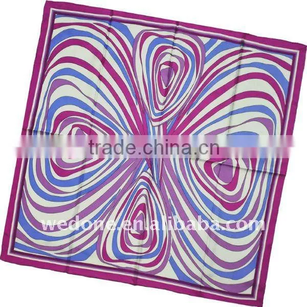 Funny Face Printed Twill Silk Square Scarf Purple/Blue