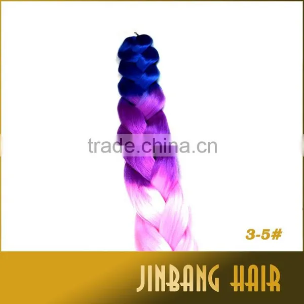 3tone Ombre Braiding Hair 64 PurplePinkBlue Jumbo Braids Hair Synthetic Box Braids Hair photo-6