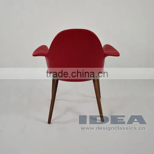 Replica Eero Saarinen Organic Chair - Red Genuine Leather photo-6
