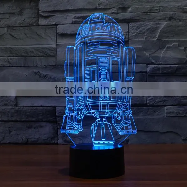 Usb + Battery Operated Acrylic Night Light Lamp Led 3d Color Change Warship Shape Light for Children Kids Baby Led Lamp photo-2