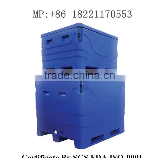 Rolling Insulated Bins Ice Fish Tubs Seafood Container Fish Cooler Box photo-2