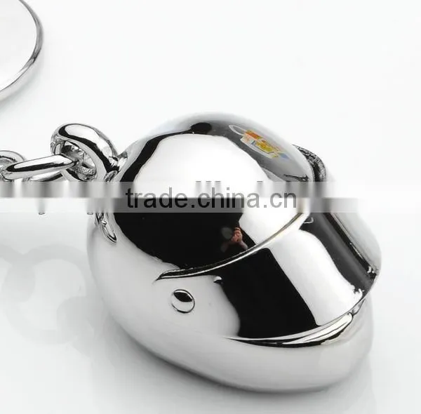 creative metal motorbike helmet zine alloy key ring chain