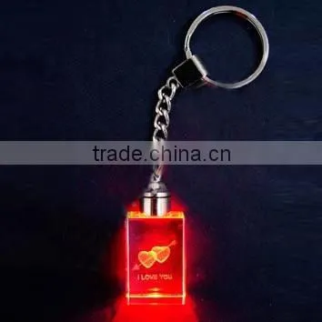 Glass Crystal Keychain Etched Love With LED Light For Weeding Door Gift photo-6
