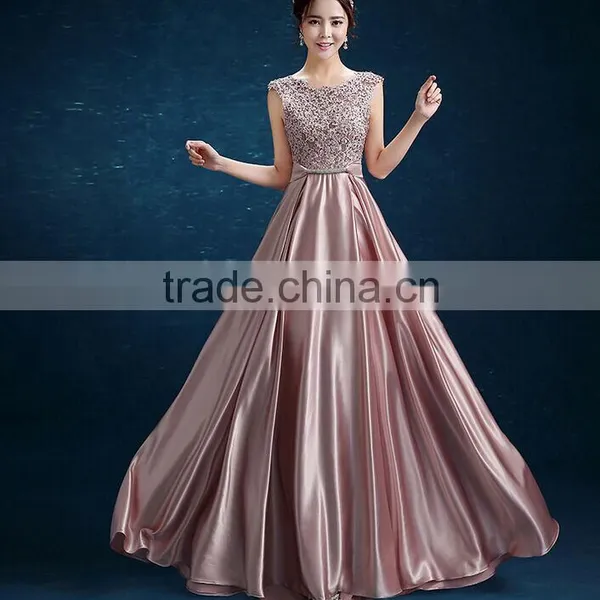 Women Satin High Quality Elegant Evening Dresses, Lace Night Dress, Party Dress, Prom Dresses, Long Robe de Soiree for Girls