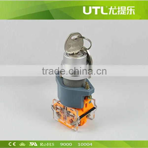UTL Turn Button Switch With Key Dia22mm Self-Reset Self-Locking photo-2